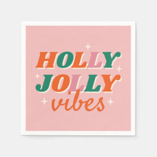 Serviette En Papier Fun Holly Jolly Vibes Design de Noël