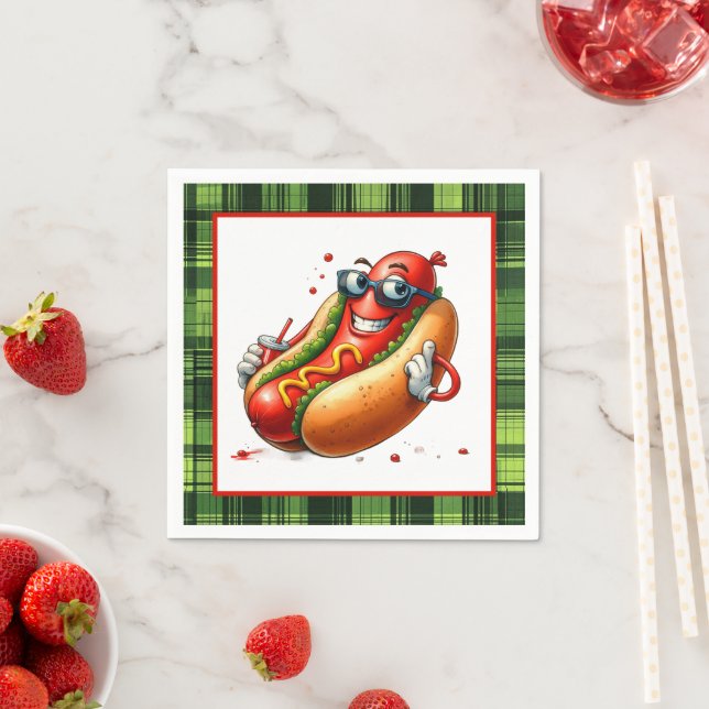 Serviette En Papier Fun hotdog amoureux fête (En situation)
