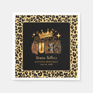 Serviette En Papier Fun Leopard Anniversaire Reine Soixante Anniversai