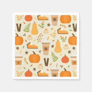 Serviette En Papier Fun Orange Fall Motif