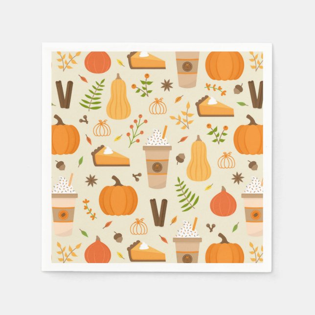 Serviette En Papier Fun Orange Fall Motif (Devant)