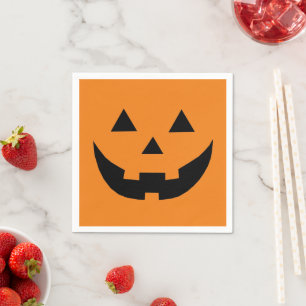 Serviette En Papier Fun orange Jack-o'-lantern visage citrouille Hallo