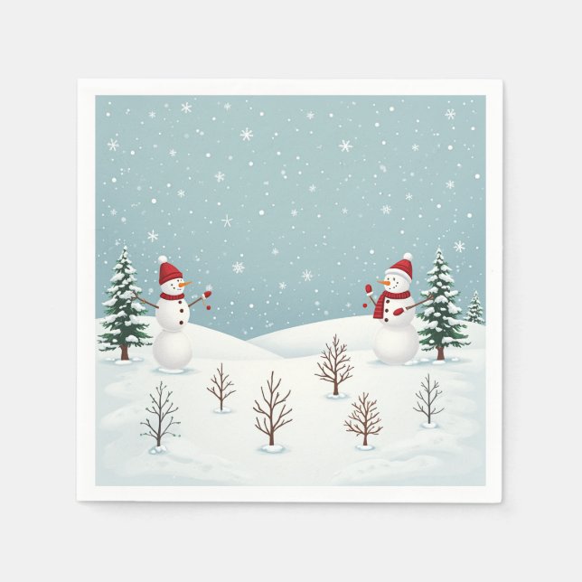 Serviette En Papier Fun party et repas avec snowman (Devant)