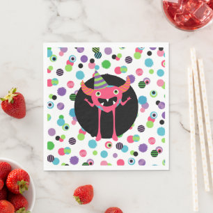 Serviette En Papier Fun Pink Confetti Monster Mash fête d'anniversaire