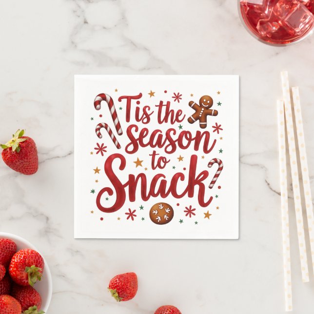 Serviette En Papier Fun Quote Tis the Season to Snack Christmas  (En situation)