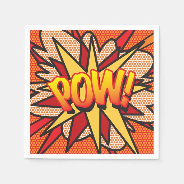 Serviette En Papier Fun Retro Comic Book POW (Devant)