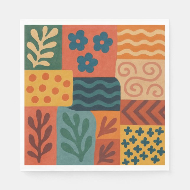 Serviette En Papier Fun Retro Garden Collage Motif Motif (Devant)