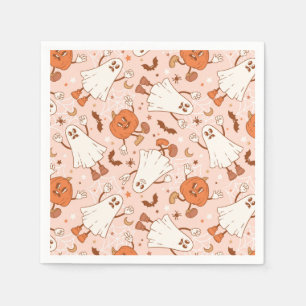 Serviette En Papier Fun Retro Ghost & Jack-O-Lantern Motif