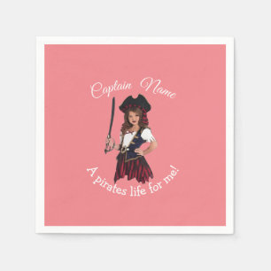 Serviette En Papier Fun Rose Girl Pirate 