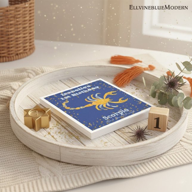 Serviette En Papier Fun Scorpio Premier Anniversaire & Gold Confetti (Créateur téléchargé)