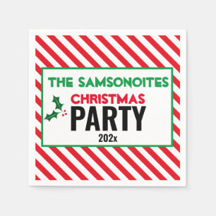 Serviette En Papier Fun Sucre de canne Holly Fun Noël Fête Personnal
