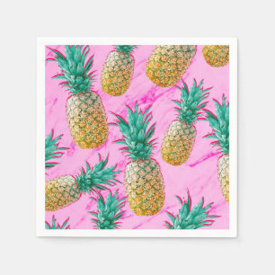 Serviette En Papier Fun Tropical Ananas & Pink Marble Chic Party