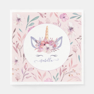 Serviette En Papier Fun Unicorne visage aquarelle serviettes de fête