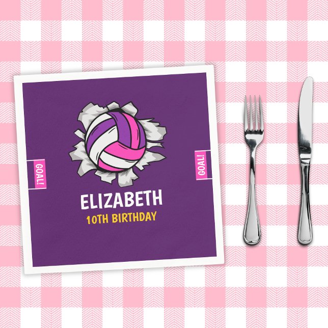 Serviette En Papier Fun Volleyball Birthday Girl (Créateur téléchargé)