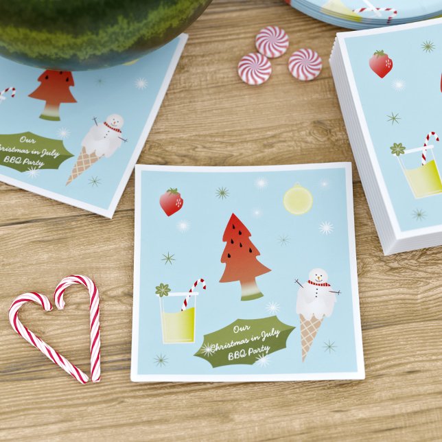 Serviette En Papier Fun Watermelon Noël en juillet BBQ Party Napkins (Créateur téléchargé)