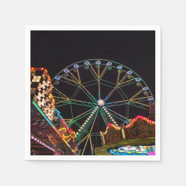 Serviette En Papier Funfair Ferris Wheel at Night (Devant)