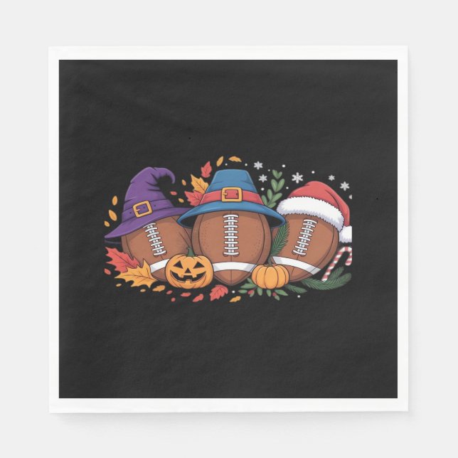 Serviette En Papier Funky Football Halloween Thanksgiving Xmas Éffraya (Devant)