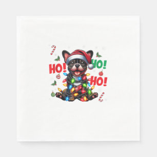 Serviette En Papier Funky French Bulldog Christmas Santa Hat Lights HO