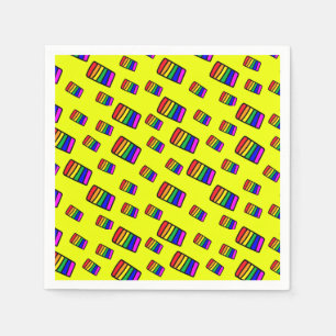 Serviette En Papier Funky Neon Rainbow Block Motif