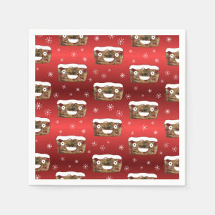 Serviette En Papier Funky Noël Fruitcake Motif Rouge
