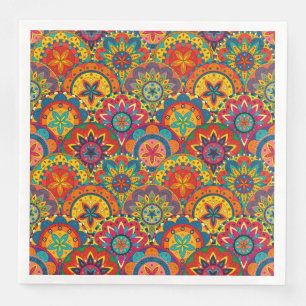 Serviette En Papier Funky Retro couleur Motif Mandala