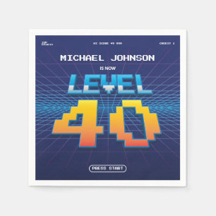 Serviette En Papier Funny 40th Birthday Retro 80s Écran de jeu personn