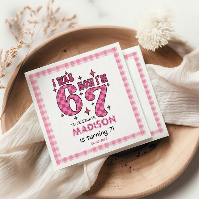 Serviette En Papier Funny 7th Birthday | “I Was 6, Now 7” Party (Funny 7th Birthday | “I Was 6, Now 7” Party Napkins
)