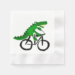 Serviette En Papier Funny Alligator équitation vélo