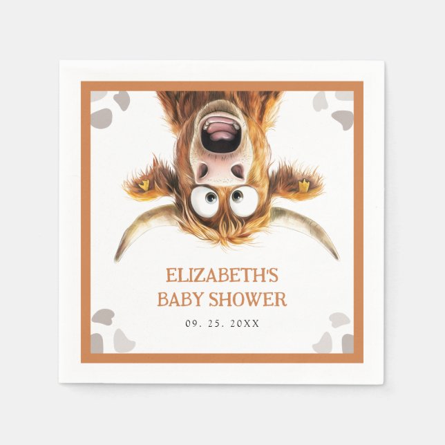 Serviette En Papier Funny Baby shower de vache (Devant)