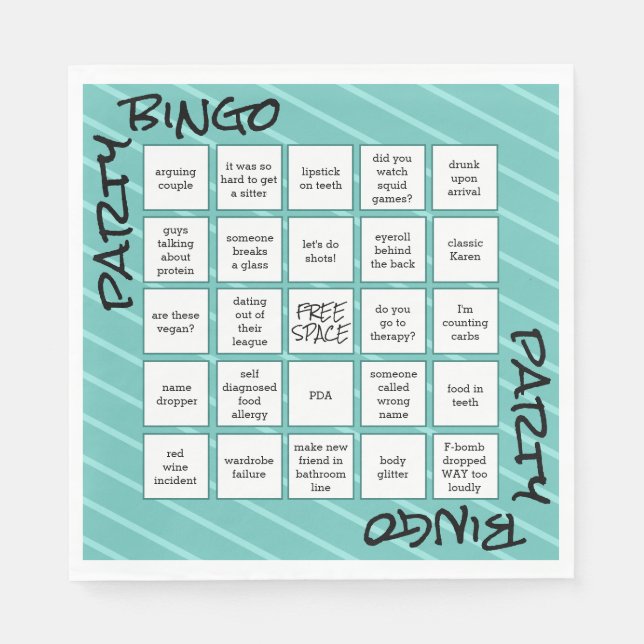 Serviette En Papier Funny Bingo Turquoise Parti moderne (Devant)