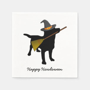 Serviette En Papier Funny Black Lab Chien Halloween sorcier Casquette