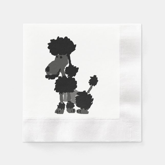 Serviette En Papier Funny Black Poodle Dog Art (Devant)