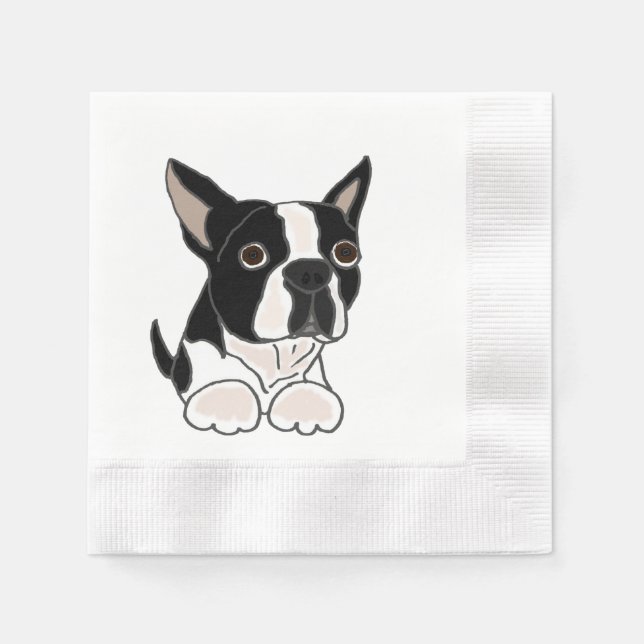 Serviette En Papier Funny Boston Terrier Chien Chien Chien (Devant)