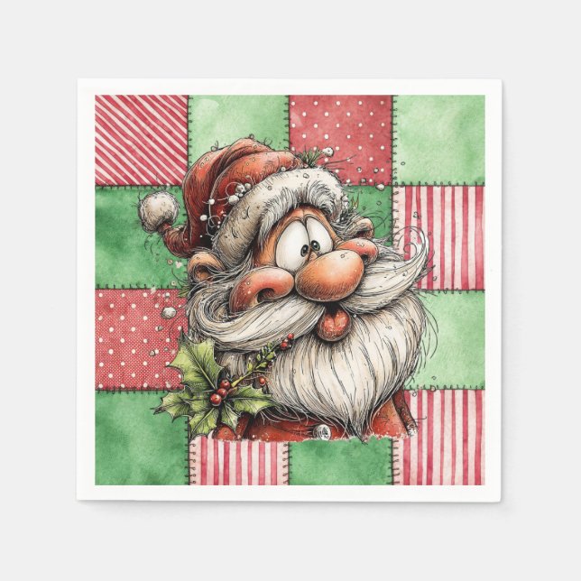 Serviette En Papier Funny Cartoon Laughing Santa (Devant)