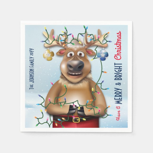 Serviette En Papier Funny Christmas Reindeer Holiday Cheer (Devant)