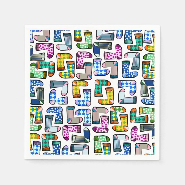 Serviette En Papier Funny coloré motif chaussette (Devant)
