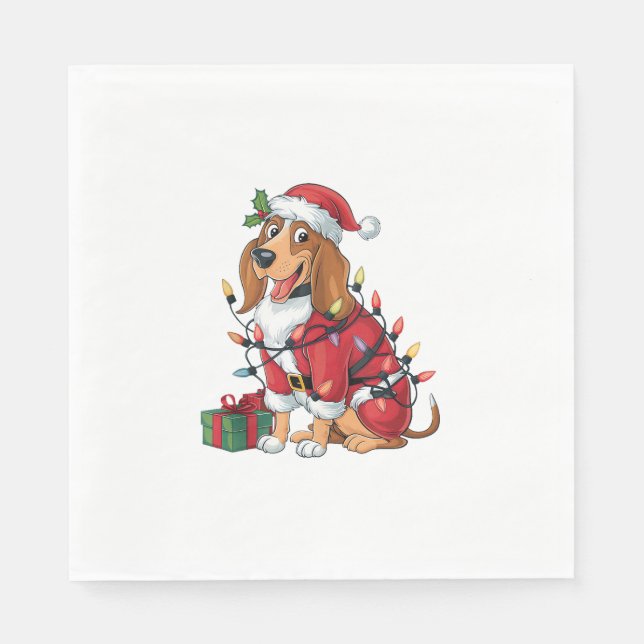 Serviette En Papier Funny Coonhound Xmas Lighting Père Noël Coonhound  (Devant)
