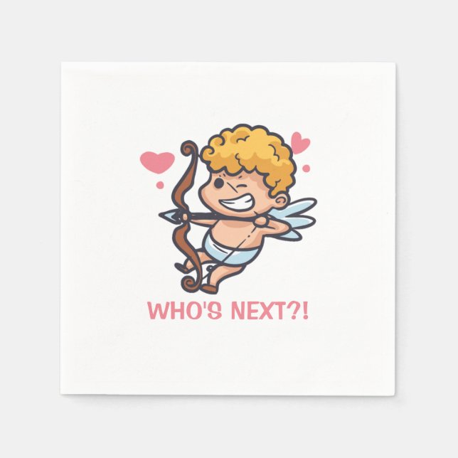 Serviette En Papier Funny Cupid Saint-Valentin | Serviette de table (Devant)