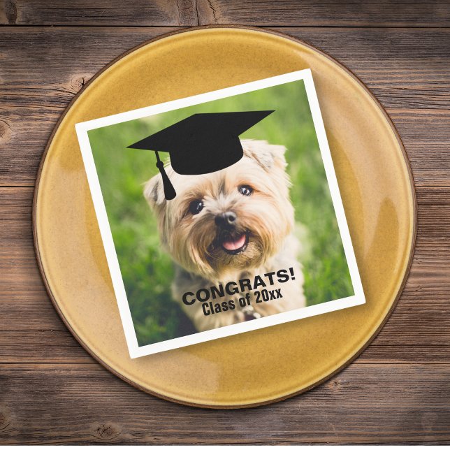 Serviette En Papier Funny Dog Photo Graduation Personnalisée Classe de (Créateur téléchargé)