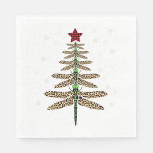 Serviette En Papier Funny Dragonfly de noël arbre ornement léopard