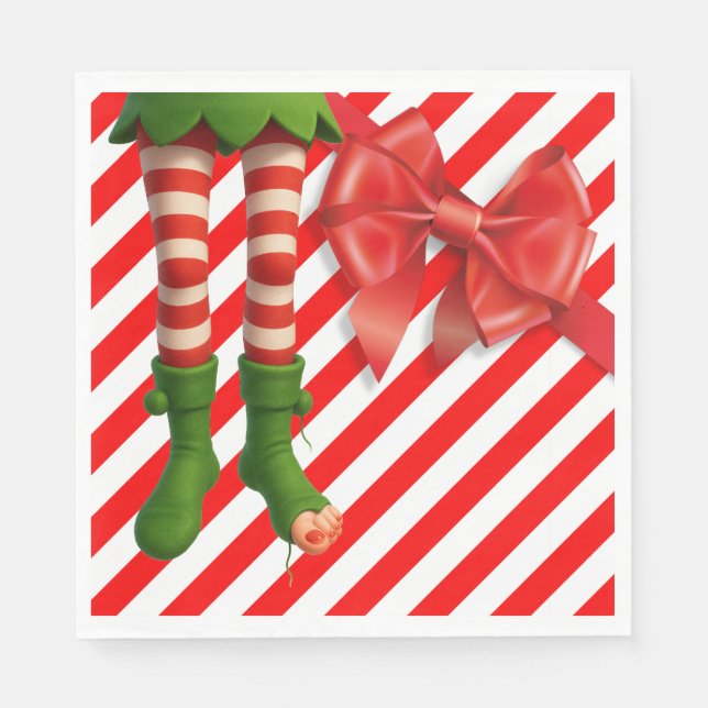 Serviette En Papier Funny Elf Legs Christmas | North Pole Mischief  (Devant)