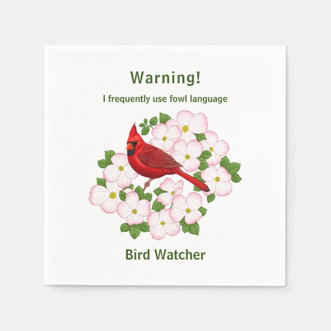 Serviette En Papier Funny Fowl Langue Oiseau Watcher (Devant)
