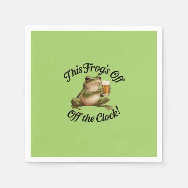 Serviette En Papier Funny Frog Retraite Party Design vert (Devant)