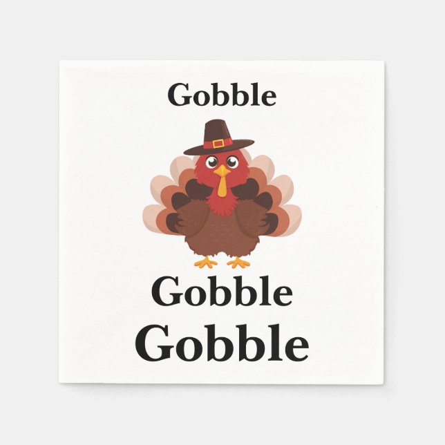 Serviette En Papier Funny Gobble Thanksgiving Cute Minimalistic Turkey (Devant)