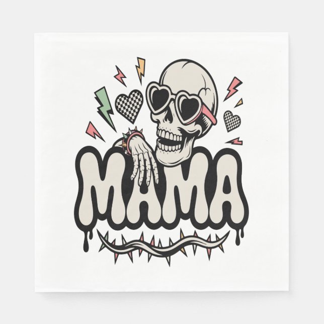 Serviette En Papier Funny Halloween Mama Cool Skull (Devant)