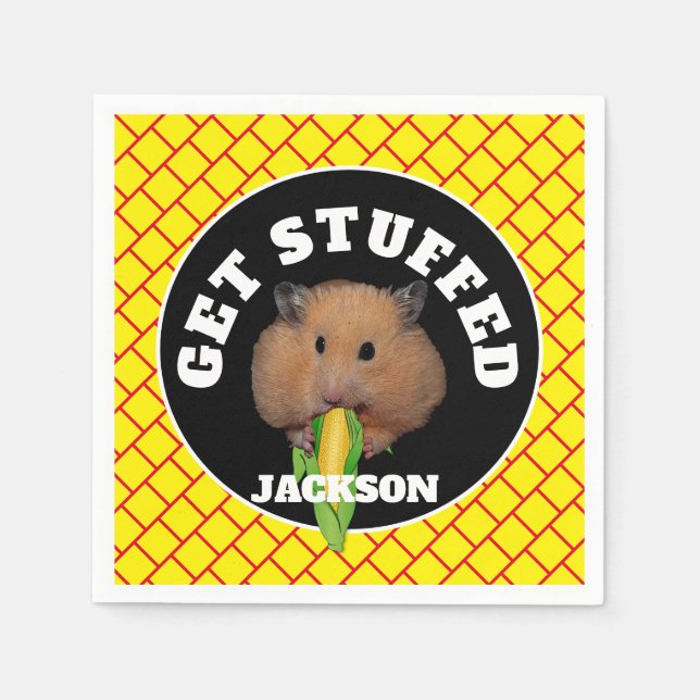 Serviette En Papier Funny Hamster "Get Stuffed" (Devant)