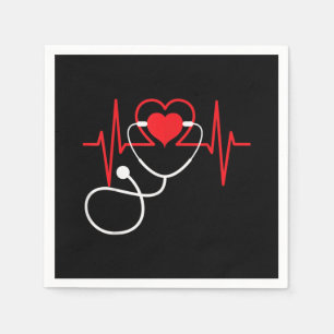 Serviette En Papier Funny Heart Beats Nurse Nurse Nurse Nurse Médicale