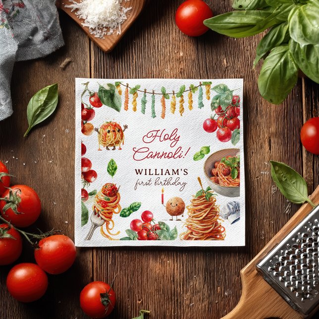 Serviette En Papier Funny Holy Cannoli little meatball 1st birthday (Funny Holy Cannoli little meatball 1st birthday Napkins)