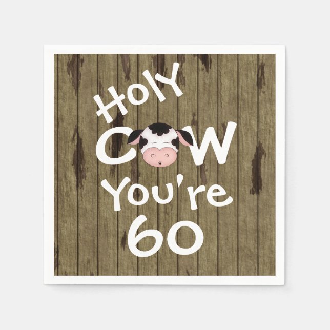 Serviette En Papier Funny Holy Cow Vous avez 60 ans Humoristique Anniv (Devant)