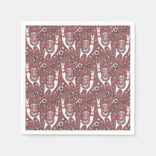 Serviette En Papier Funny Llamas Motif (Devant)